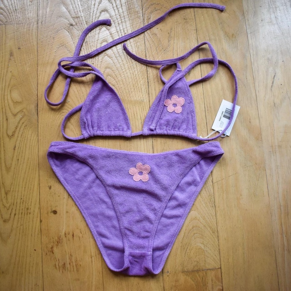 Sandy Liang purple flower bikini